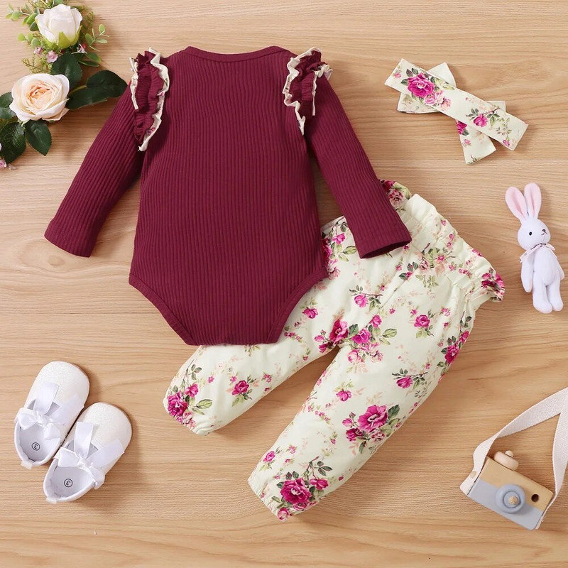 3 DB újszülött baba lány ruha készletek betűvel nyomtatott kapucnis pulóver nadrág ruhák csecsemő tréningruha szett tavaszi és őszi