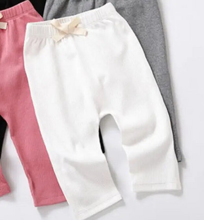 Baba hosszú nadrág pamut leggings gyerek nadrág babaruhák ősz tél alkalmi nagy rugalmasságú baba nadrág masnis derék 3*1 bordás