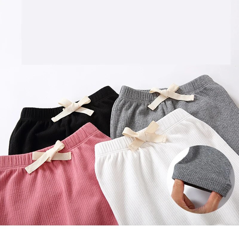 Baba hosszú nadrág pamut leggings gyerek nadrág babaruhák ősz tél alkalmi nagy rugalmasságú baba nadrág masnis derék 3*1 bordás