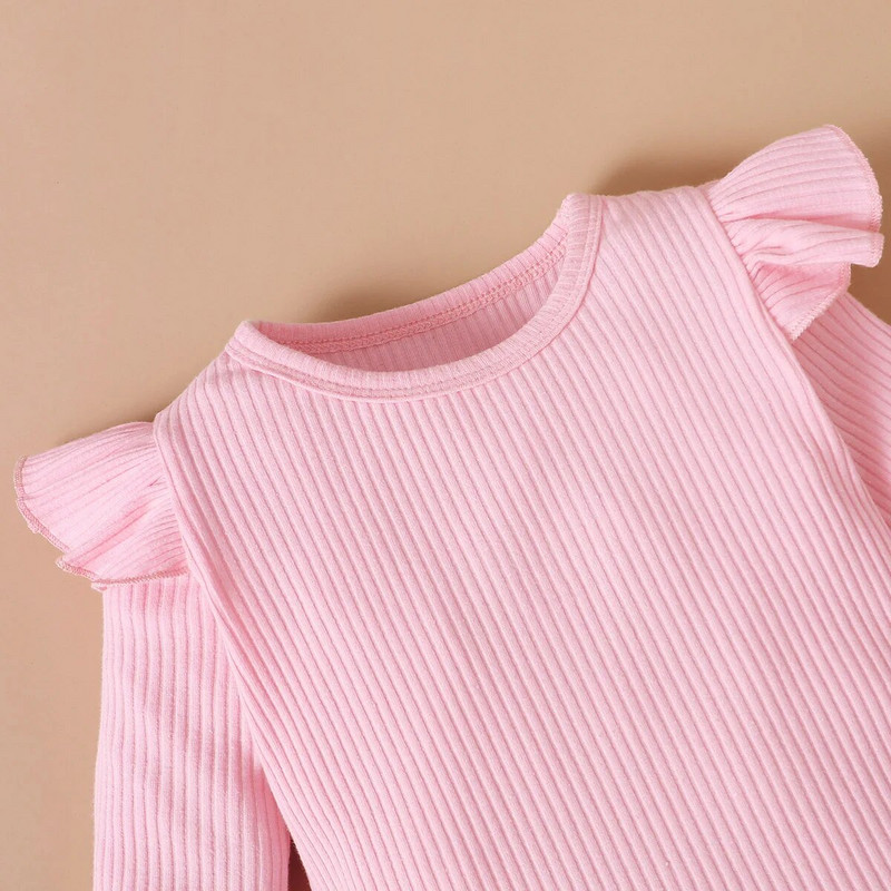 Kisgyermek újszülött baba lány ruha szett Rózsaszín nadrág + virágmintás fodros masni szoknya ruhák csecsemő divat baba ruha