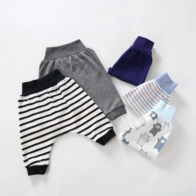 Babaruha lány fiú nadrág 100% pamut tavaszi őszi nadrág baba hosszú nadrág gyerekruha magas bordás derék gyerek nadrág