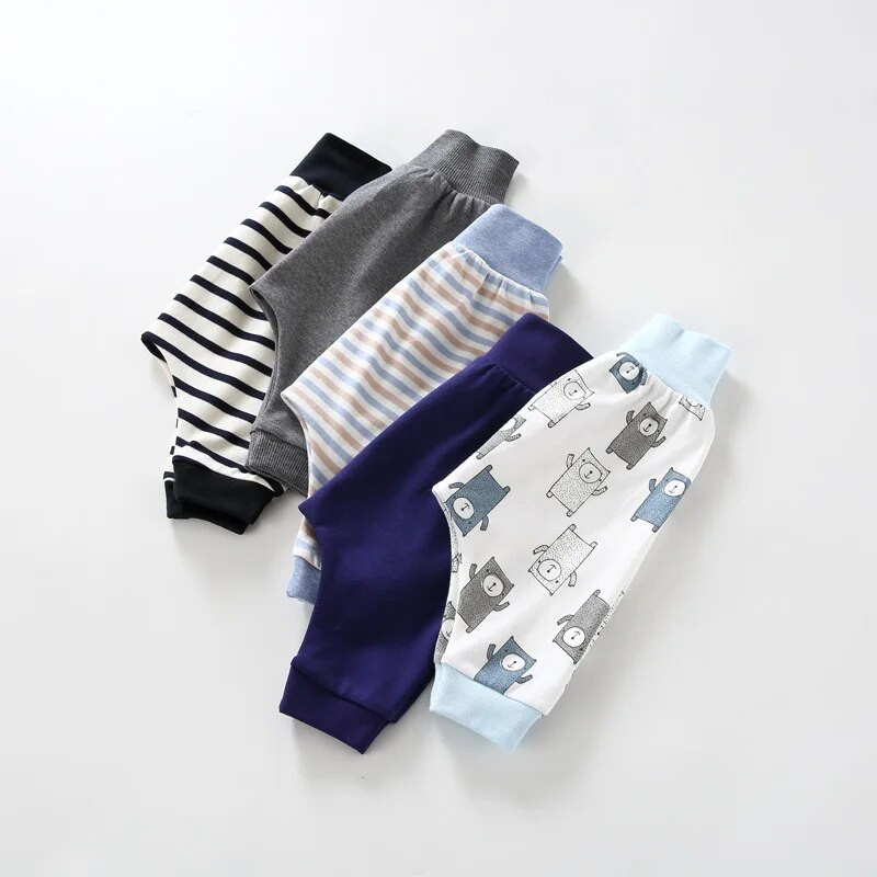 Babaruha lány fiú nadrág 100% pamut tavaszi őszi nadrág baba hosszú nadrág gyerekruha magas bordás derék gyerek nadrág