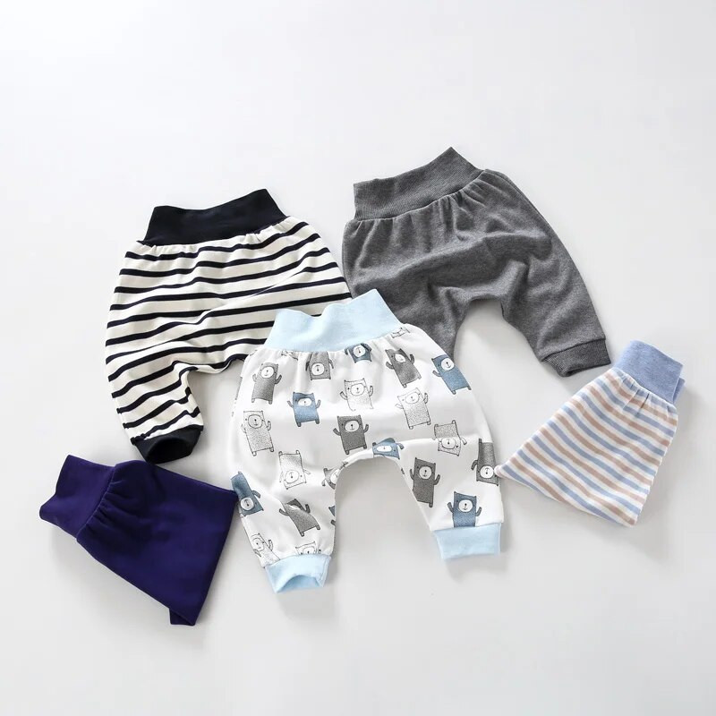 Babaruha lány fiú nadrág 100% pamut tavaszi őszi nadrág baba hosszú nadrág gyerekruha magas bordás derék gyerek nadrág