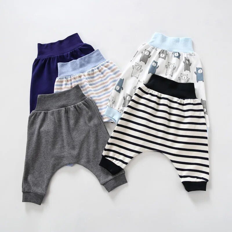 Babaruha lány fiú nadrág 100% pamut tavaszi őszi nadrág baba hosszú nadrág gyerekruha magas bordás derék gyerek nadrág