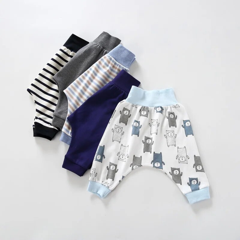 Babaruha lány fiú nadrág 100% pamut tavaszi őszi nadrág baba hosszú nadrág gyerekruha magas bordás derék gyerek nadrág