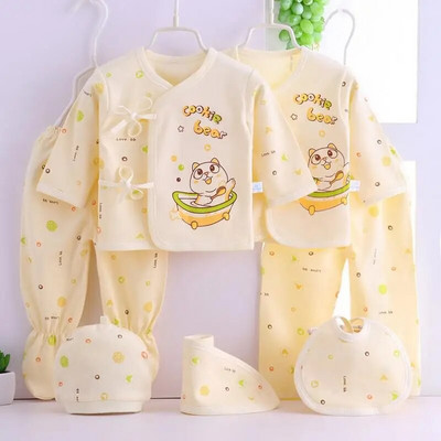 7db újszülött ruha szett tiszta pamut babaruha szett Rajzfilm mintás ruha kisfiúknak lányoknak újszülött baba ajándék doboz nélkül