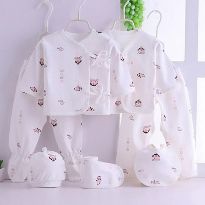 7db újszülött ruha szett tiszta pamut babaruha szett Rajzfilm mintás ruha kisfiúknak lányoknak újszülött baba ajándék doboz nélkül