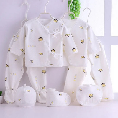 7db újszülött ruha szett tiszta pamut babaruha szett Rajzfilm mintás ruha kisfiúknak lányoknak újszülött baba ajándék doboz nélkül