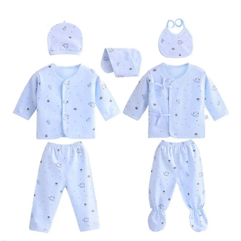 7db újszülött ruha szett tiszta pamut babaruha szett Rajzfilm mintás ruha kisfiúknak lányoknak újszülött baba ajándék doboz nélkül