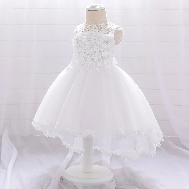 Aranyos kislány rózsaszín hercegnő ruha újszülött gyerekek 1 éves születésnapi partira hímzés virág jelmez csecsemő masni keresztelő ruhák