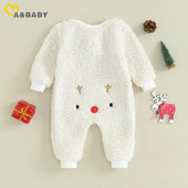 ma&baby 0-18M karácsonyi újszülött csecsemő baba lány fiú jumpsuit szarvas mintás meleg hosszú ujjú védőruha karácsonyi jelmezek