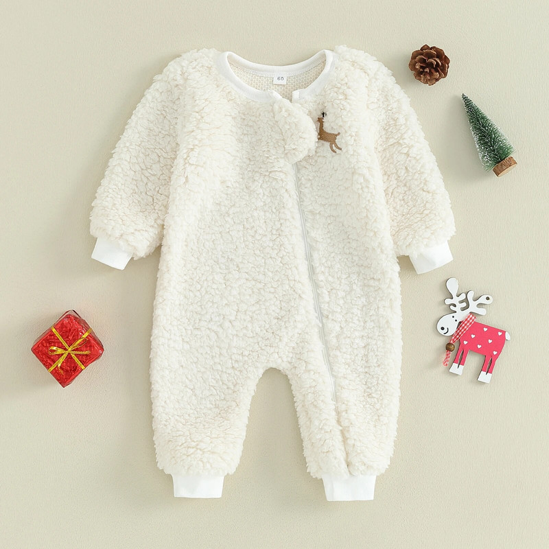 ma&baby 0-18M karácsonyi újszülött csecsemő baba lány fiú jumpsuit szarvas mintás meleg hosszú ujjú védőruha karácsonyi jelmezek