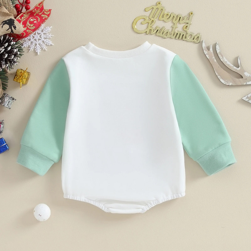 ma&baby 0-18M Karácsonyi Újszülött Csecsemő Lány Fiú Romper levél Mikulás Nyomtatott Hosszú ujjú Jumpsuit Karácsonyi jelmezek Babaruha