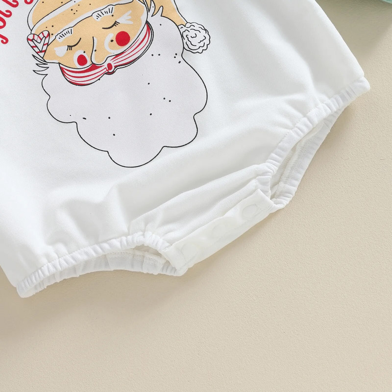 ma&baby 0-18M Karácsonyi Újszülött Csecsemő Lány Fiú Romper levél Mikulás Nyomtatott Hosszú ujjú Jumpsuit Karácsonyi jelmezek Babaruha