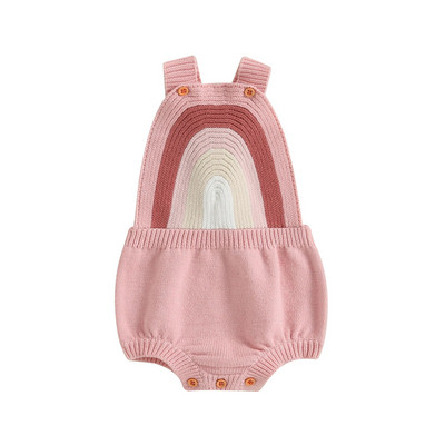 ma&baby 0-24M Újszülött Baba Fiú Lány Kötött Szivárvány Jumpsuit Overall Toddler Csecsemő Puha Ruha