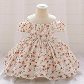 Kislány 1. Születésnapi Party Hercegnő ruha Virágos Gyerekruhák Esküvőre Tüll Tutu Vestidos Csecsemők Áldozójelmez Vestidos