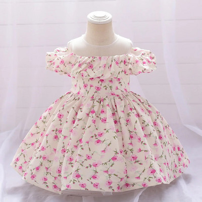 Kislány 1. Születésnapi Party Hercegnő ruha Virágos Gyerekruhák Esküvőre Tüll Tutu Vestidos Csecsemők Áldozójelmez Vestidos