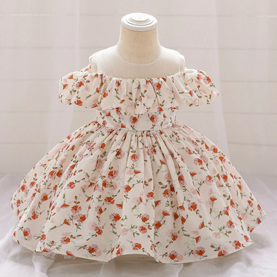 Kislány 1. Születésnapi Party Hercegnő ruha Virágos Gyerekruhák Esküvőre Tüll Tutu Vestidos Csecsemők Áldozójelmez Vestidos