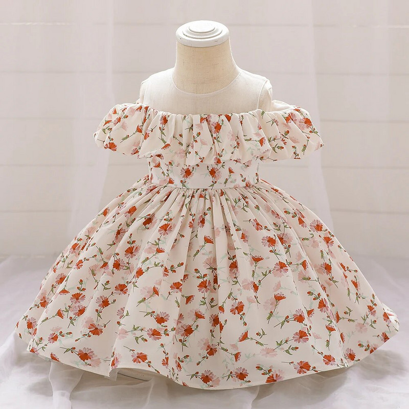 Kislány 1. Születésnapi Party Hercegnő ruha Virágos Gyerekruhák Esküvőre Tüll Tutu Vestidos Csecsemők Áldozójelmez Vestidos