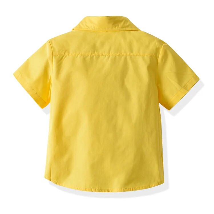 Kisfiú Ruhák Kisgyermek bankett ruha Csecsemő tömör csokornyakkendő ing + kockás függőnadrág 2db öltöny Gyerek party ruha szettek