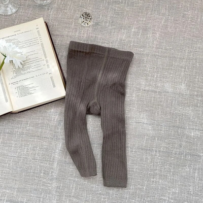 INS újszülött kislány tavaszi őszi leggings 0-4 éves csecsemő gyerek egyszínű, magas derekú bordázott pamut harisnyanadrág harisnyaruha