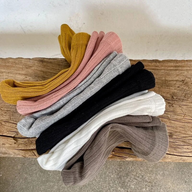 INS újszülött kislány tavaszi őszi leggings 0-4 éves csecsemő gyerek egyszínű, magas derekú bordázott pamut harisnyanadrág harisnyaruha