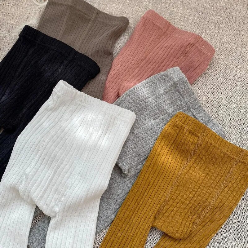 INS újszülött kislány tavaszi őszi leggings 0-4 éves csecsemő gyerek egyszínű, magas derekú bordázott pamut harisnyanadrág harisnyaruha