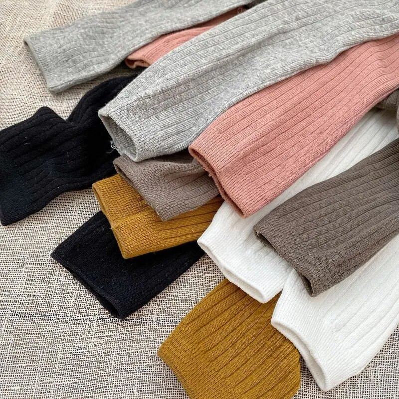 INS újszülött kislány tavaszi őszi leggings 0-4 éves csecsemő gyerek egyszínű, magas derekú bordázott pamut harisnyanadrág harisnyaruha