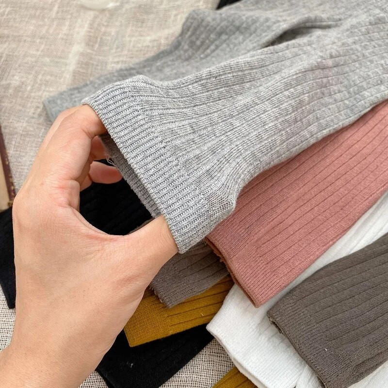 INS újszülött kislány tavaszi őszi leggings 0-4 éves csecsemő gyerek egyszínű, magas derekú bordázott pamut harisnyanadrág harisnyaruha