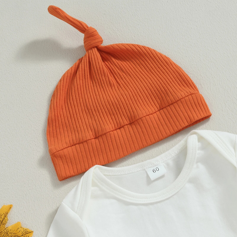 Aranyos Halloween tökjelmez szett újszülött kisfiúnak - Imádnivaló Boddy Body nadrág kalappal 3 db elsőnek