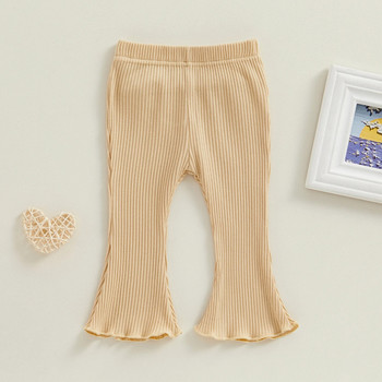 Pudcoco Infant Baby Girl Flare Pants Едноцветни рипсени панталони С ластик на талията Есенни камбанки Ежедневни клинове Дрехи 3-24M