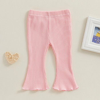 Pudcoco Infant Baby Girl Flare Pants Едноцветни рипсени панталони С ластик на талията Есенни камбанки Ежедневни клинове Дрехи 3-24M