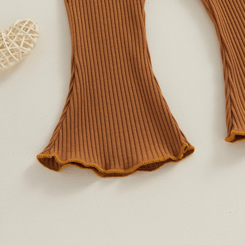 Pudcoco csecsemő baba lány lobogó nadrág egyszínű bordás nadrág elasztikus derék bukó csengő alsó alkalmi leggings ruhák 3-24M