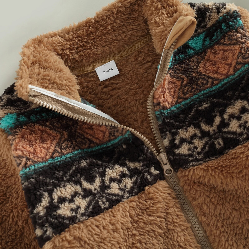 Ma&Baby 3M-3Y kisgyermek csecsemő gyerek baba lány fiú kabát meleg plüss dzsekik Boho hosszú ujjú felsőruházat