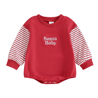 ma&baby 0-18M karácsonyi újszülött csecsemő totyogó kislány kisfiú csíkos levélmintás hosszú ujjú jumpsuit karácsonyi jelmezek