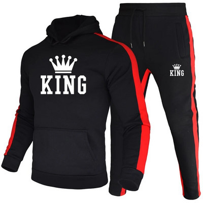 Akciós férfi tréningruha kapucnis pulóverek és melegítőnadrágok, kiváló minőségű férfi mindennapi alkalmi sport kocogóruha edzőtermi kapucnis ruhák