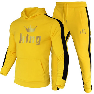 Akciós férfi tréningruha kapucnis pulóverek és melegítőnadrágok, kiváló minőségű férfi mindennapi alkalmi sport kocogóruha edzőtermi kapucnis ruhák