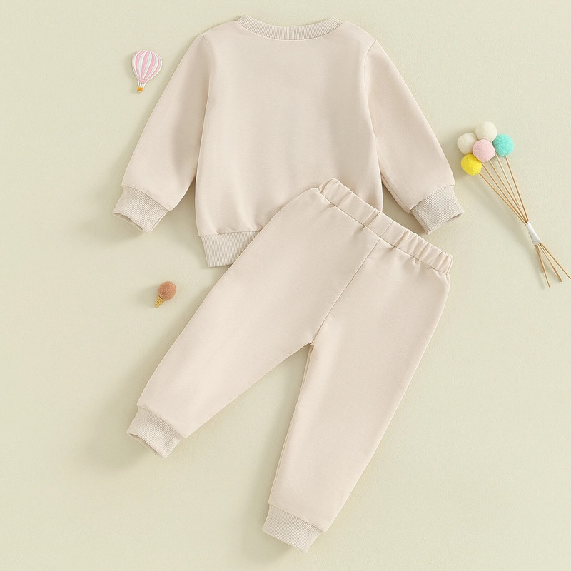 ma&baby 0-3Y Újszülött Kisgyermek Csecsemő Kisfiú Lány Ruhakészletek Aranyos betűs hosszú ujjú felsők Nadrág ruhák Tréningruha