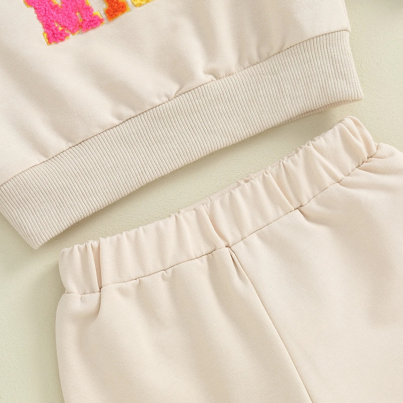 ma&baby 0-3Y Újszülött Kisgyermek Csecsemő Kisfiú Lány Ruhakészletek Aranyos betűs hosszú ujjú felsők Nadrág ruhák Tréningruha