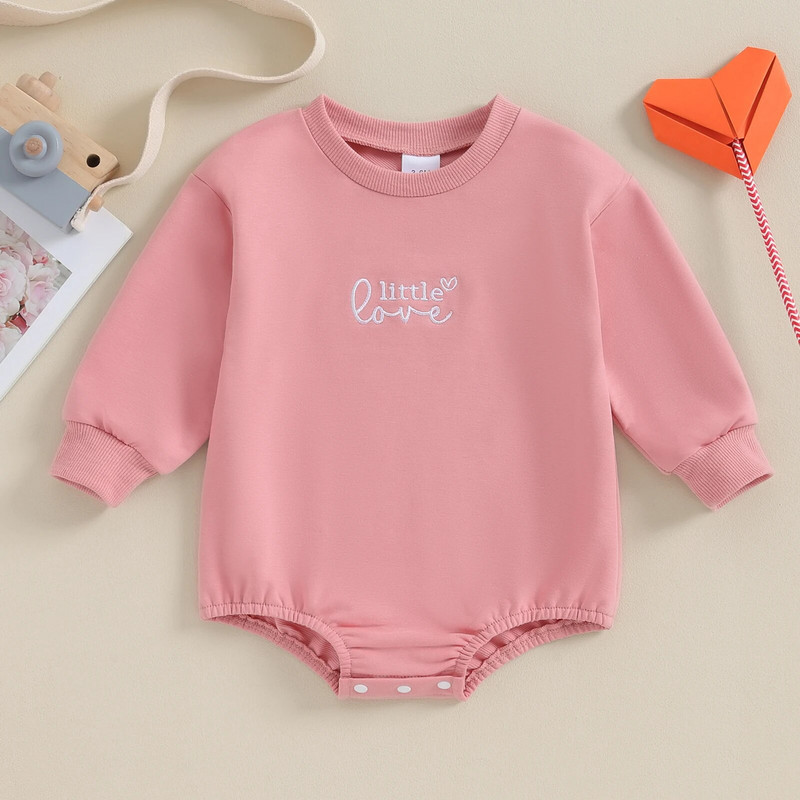 ma&baby 0-18M Újszülött Kisgyermek Kislány Letter Romper Hosszú ujjú Jumpsuit őszi tavaszi alkalmi ruházat