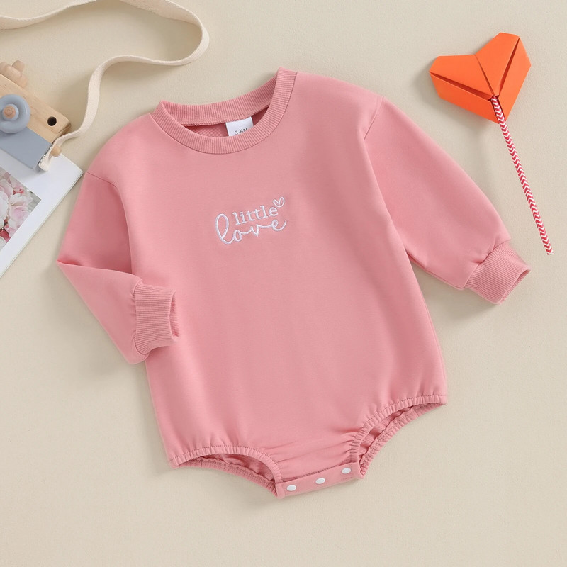 ma&baby 0-18M Újszülött Kisgyermek Kislány Letter Romper Hosszú ujjú Jumpsuit őszi tavaszi alkalmi ruházat