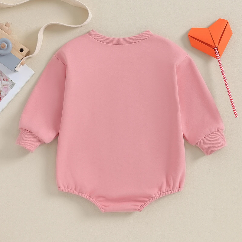 ma&baby 0-18M Újszülött Kisgyermek Kislány Letter Romper Hosszú ujjú Jumpsuit őszi tavaszi alkalmi ruházat