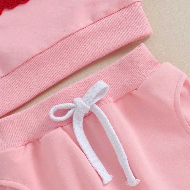 Kislányok karácsonyi nadrágszettek hosszú ujjú betűs hímzéses pulóverek rózsaszín húzózsinóros nadrágszettek