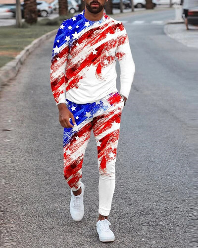 Fekete-fehér oroszlánkirály 3D nyomtatott túlméretes hosszú ujjú póló kerek nyakú 2 részes készletek Trend férfi tréningruha edzőnadrág 6XL