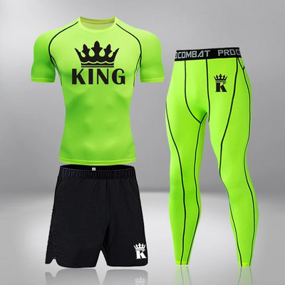 Vyriški kompresiniai sportiniai kostiumai, bėgimo sportiniai kostiumai, greitai džiūstantys treniruoklių salės pėdkelnės Treniruotės drabužiai, bėgiojimas, kvėpuojantis sporto rinkinys