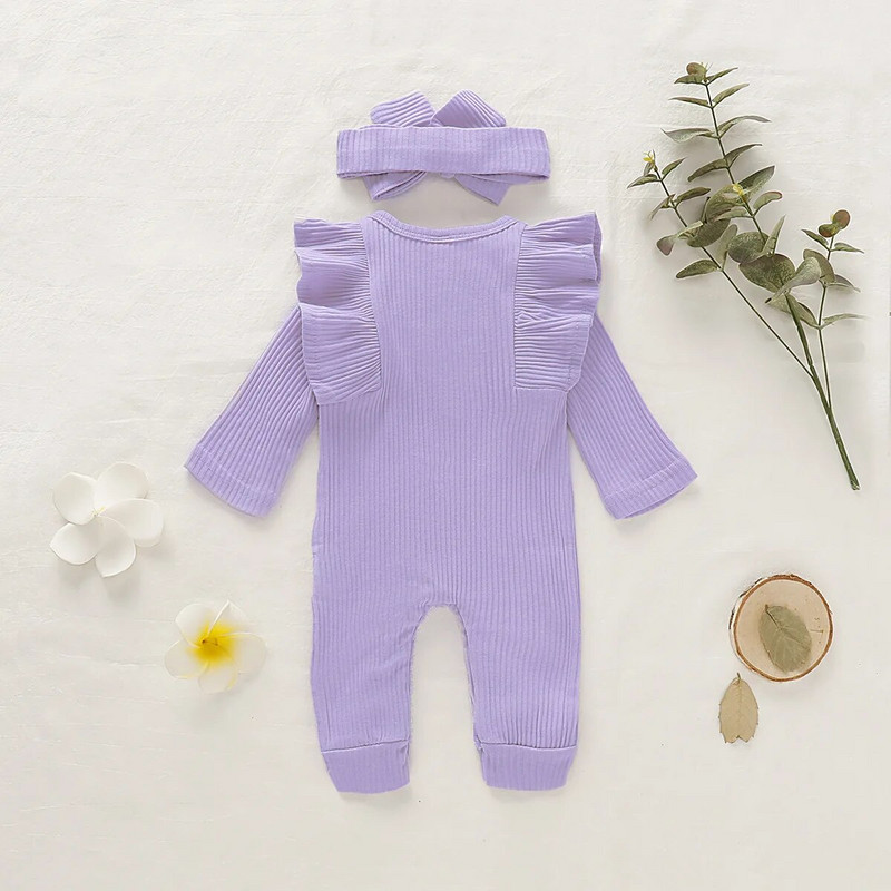 Baby Girl Rompers Gombos Fodor Rózsaszín Fehér Klasszikus Aranyos Koreai Japán Stílusú Tipegő Ruhák Csecsemők Ruházat Body + Fejpánt