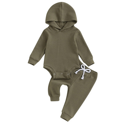 ma&baby 0-2Y Újszülött Csecsemő Lány Fiú Ruházat Szettek Gofri hosszú ujjú Nyomós felsők Nadrágok Alkalmi őszi tavaszi ruhák ruházat