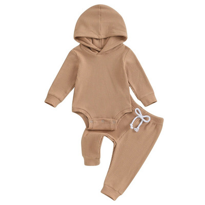 ma&baby 0-2Y Újszülött Csecsemő Lány Fiú Ruházat Szettek Gofri hosszú ujjú Nyomós felsők Nadrágok Alkalmi őszi tavaszi ruhák ruházat