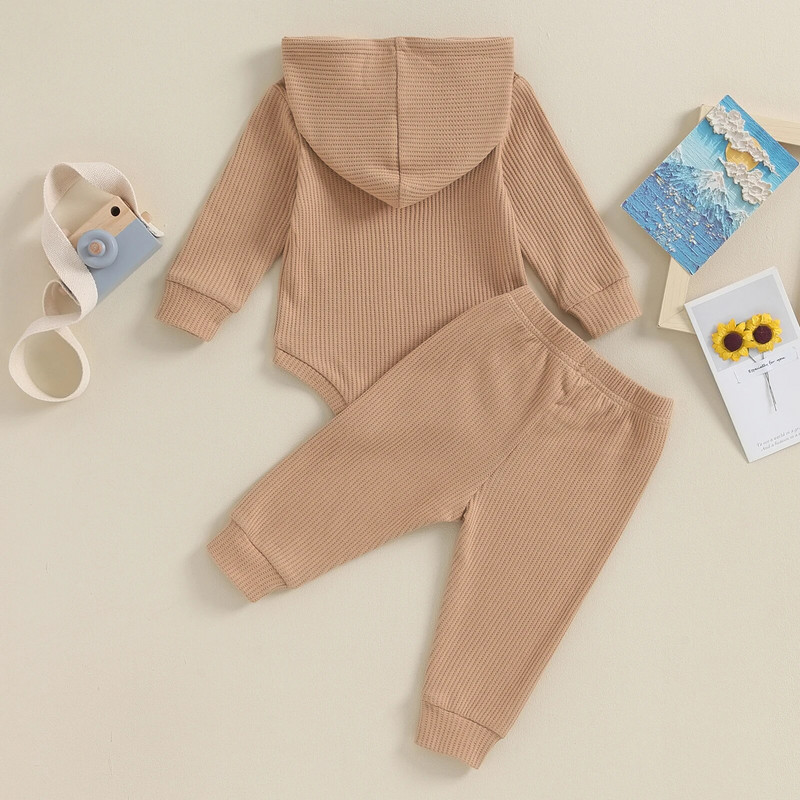 ma&baby 0-2Y Újszülött Csecsemő Lány Fiú Ruházat Szettek Gofri hosszú ujjú Nyomós felsők Nadrágok Alkalmi őszi tavaszi ruhák ruházat