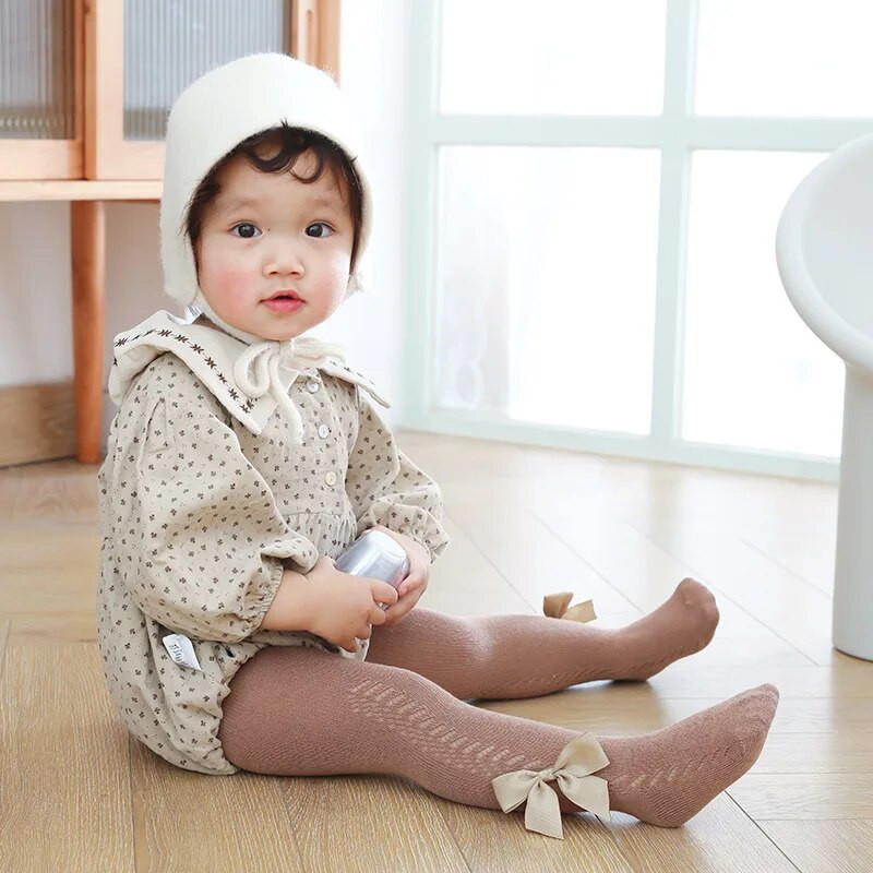 Gyerekek Leggings Bowknot Baby Girl Harisnya zokni Vágott tavaszi Őszi Pamut Harisnya Bebe fille Kötött harisnya csecsemőknek